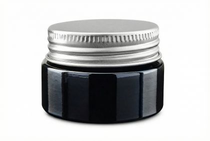 15 ml Skleněný kelímek NELI černé sklo, stříbrné ALU víčko + PP mezivíčko