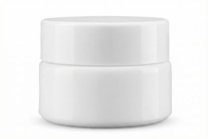 15 ml Skleněný kelímek NELI bílé sklo, bílé víčko + PP mezivíčko