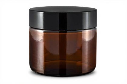 50 ml Skleněný kelímek  NELI hnědé sklo S0208, černé víčko + PP mezivíčko