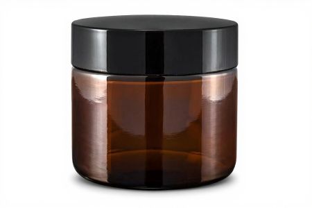 50 ml Skleněný kelímek S0208, černé víčko + PP mezivíčko