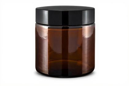 100 ml Skleněný kelímek  NELIS0208 hnědé sklo, černé víčko + PP mezivíčko
