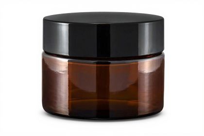 30 ml skleněný kelímek  NELI S0208 hnědé sklo + černé víčko + PP mezivíčko