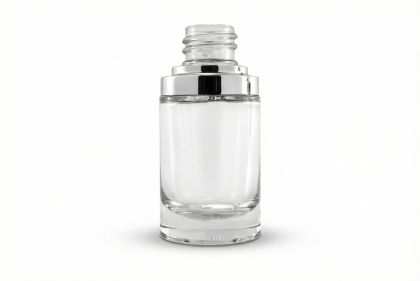 30 ml skleněná lahvička LADYS - čirá se stříbrným detailem, 20/410