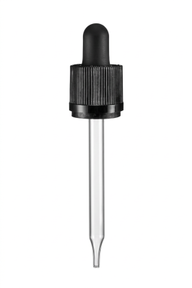 30 ml pipeta černá vroubkovaná s dětskou pojistkou, 18/410 - uzávěr plast/sklo