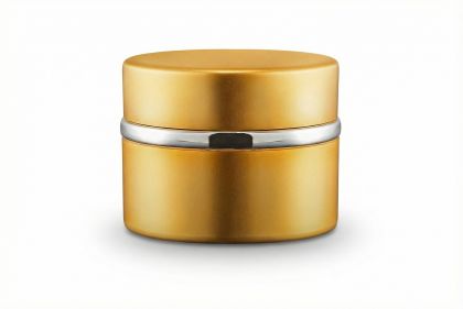 5 ml Hliníkový kelímek dvoustěnný zlatý se stříbrným proužkem, víčko + PP mezivíčko