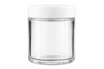 100 ml Skleněný kelímek NELI S0208 čiré sklo, bílé víčko + PP mezivíčko