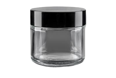 50 ml Skleněný kelímek  NELI S0208 čiré sklo, černé víčko + PP mezivíčko