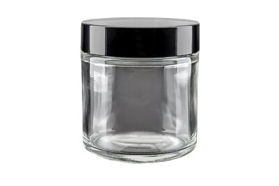 100 ml Skleněný kelímek NELI S0208 čiré sklo, černé víčko + PP mezivíčko