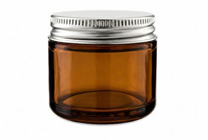 100 ml Skleněný kelímek NELI S0208 hnědé sklo, ALU stříbrné víčko + PP mezivíčko