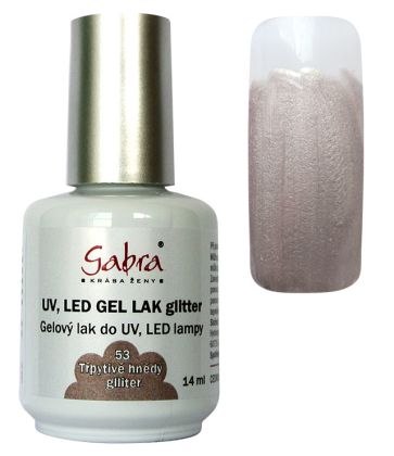 GABRA UV gel lak č. 53 Třpitivě hnědý gliter