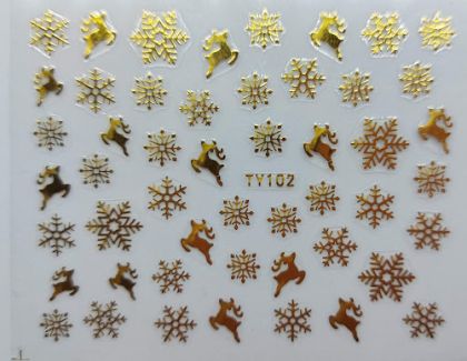 3D samolepky Vánoce  Zlaté - TY 102