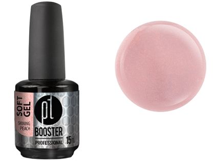 LED-tech BOOSTER SOFT GEL Shining Peach, 15ml - růžový glitrový gel - GEL BEZ PILOVÁNÍ