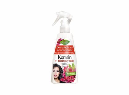 Bezoplachový kondicionér na poškozené vlasy KERATIN + RICINOVÝ OLEJ 260 ml