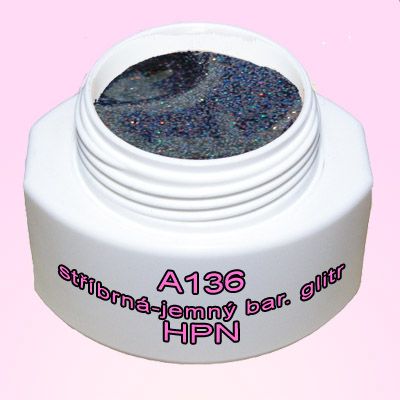 A 136 - stříbrná jem. bar. glitr