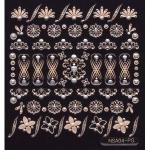 Samolepky- zlaté, stříbrné  3D s kamínky