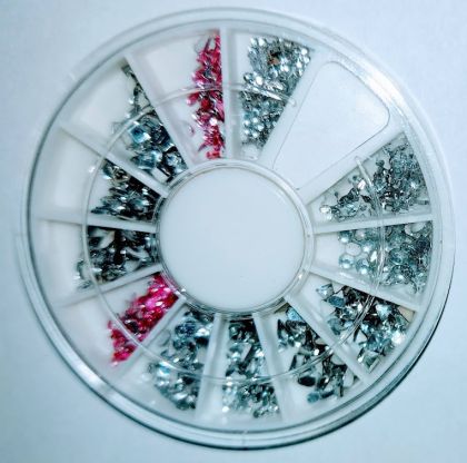 Kamínky na nehry -různé tvary-stříbrné+ růžové