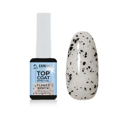 Top coat Effect gel - FLAKES BLACK - bezvýpotkový lesk 11ml