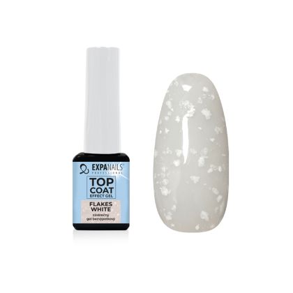 Top coat Effect gel - FLAKES WHITE - bezvýpotkový lesk 5ml