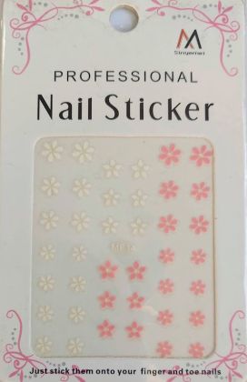 Samolepky  na nehty-bílé/růžové kytičky