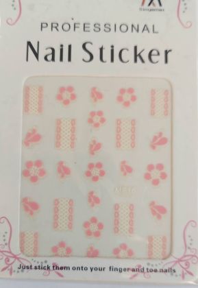 Samolepky  na nehty-bílé/růžové kytičky a ornamenty