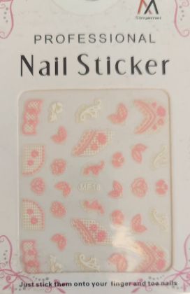 Samolepky  na nehty-bílé/růžové ornamenty