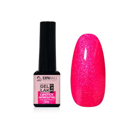 UV/LED Gel lak 3v1 - Lipstick neon glitter 5 ml