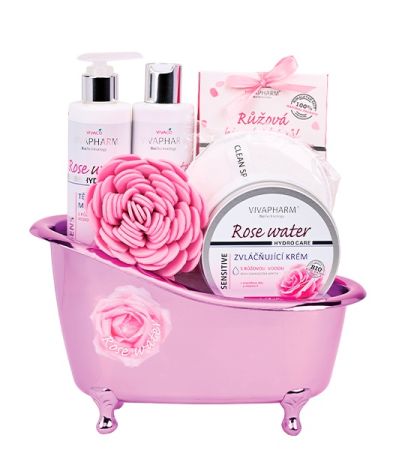 Dárková vanička kosmetiky s růžovou vodou