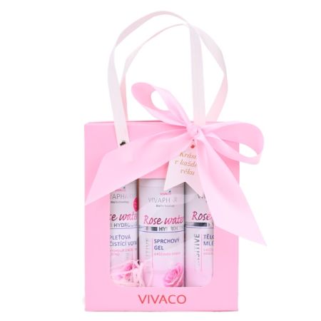 Dárková taška kosmetiky s růžovou vodou