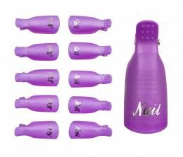 Klipy na nehty pro odstranění gel laku, 10 ks - Fialová