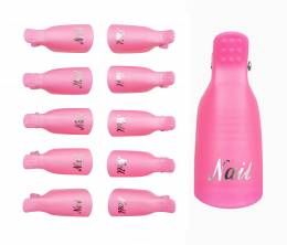 Klipy na nehty pro odstranění gel laku, 10 ks - růžová,bílá