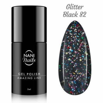 NANI gel lak Amazing Line 5 ml - Glitter Black 82