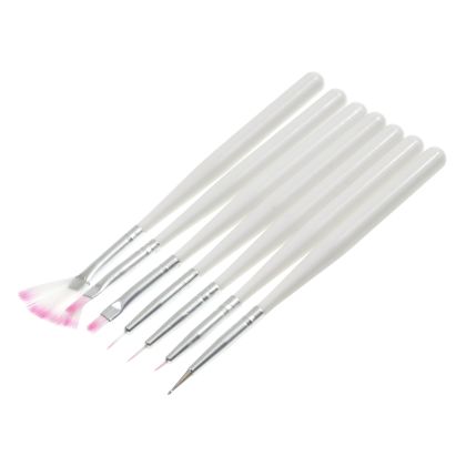 Sada zdobicích štětců 7 ks - Bílá - Růžová