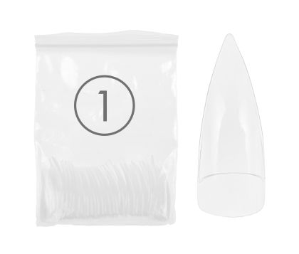 Tipy Stiletto, průhledné, dlouhá lep. plocha, 50 ks - vel. 1