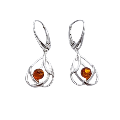 Stříbrné náušnice s jantarem – světlo v objetí linií