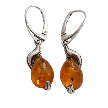 Stříbrné náušnice s přírodním jantarem - dotek tekutého světla
