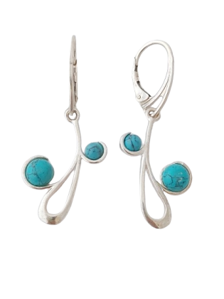 Tyrkysové náušnice visací dvě kuličky