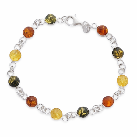 Stříbrný náramek s jantarem  – Nadčasová elegance v teplých tónech