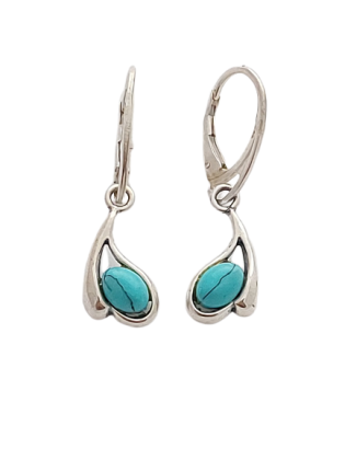 Tyrkysové náušnice visací oválné