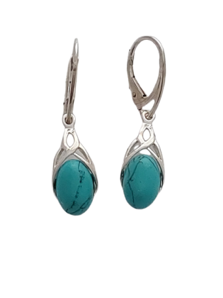 Tyrkysové náušnice visací s oválným tyrkysem IX.