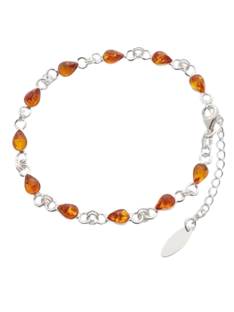 Jantarový náramek s očky ve tvaru kapky