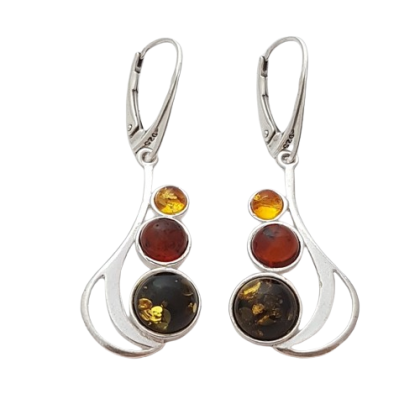 Jantarové náušnice visací trojbarevné III.