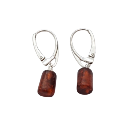 Jantarové náušnice visací s oválným jantarem V.