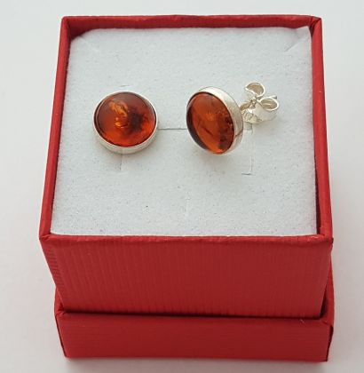 Jantarové náušnice kulička na puzetu
