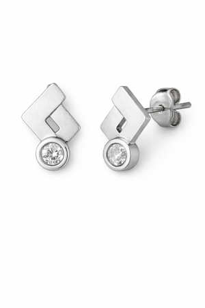Stříbrné pecky s čirým zirkonem – Moderní geometrie v čisté eleganci