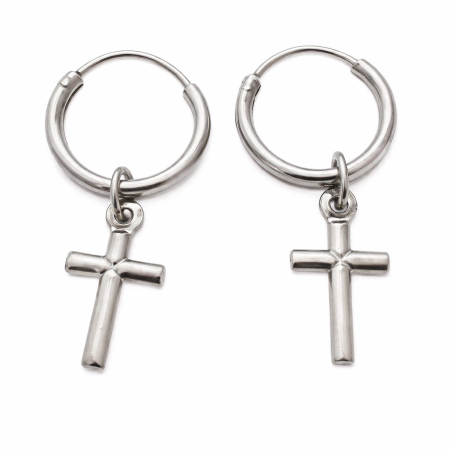 Stříbrné kruhové náušnice s křížkem – Symbol víry, síly a osobního stylu