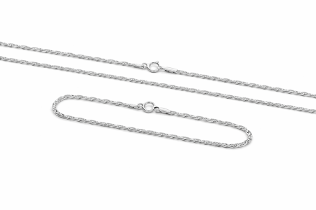 Stříbrný set náramek a řetízek lambáda - jemný točený řetízek