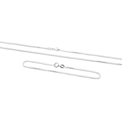 Stříbrný set náramek a řetízek kostičky