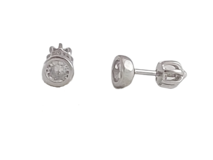 Stříbrné náušnice pecky se zirkonem, zapínání na šroubek