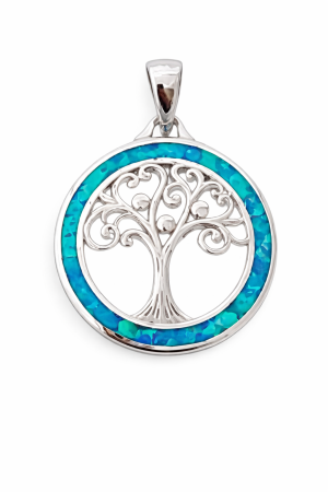 Stříbrný přívěsek Strom života s modrým opálem – symbol síly, harmonie a životní energie