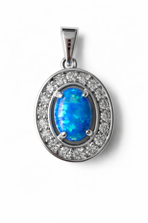 Stříbrný přívěsek s opálem a zirkony – nadčasová elegance s kouzlem duhových odlesků